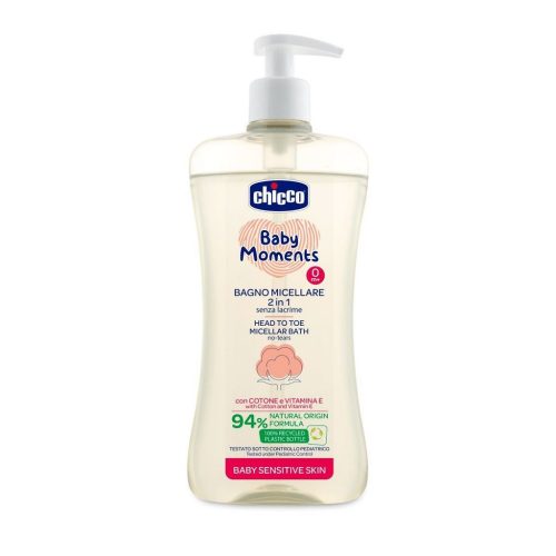 CHICCO Micellás sampon hajra és testre adagolóval Baby Moments Sensitive 94% term. összetevők 500ml