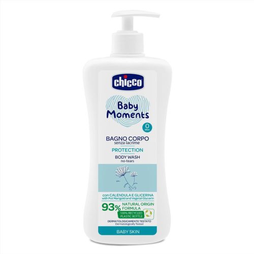 CHICCO Baby Moments Protection testápoló sampon adagolóval 93% természetes összetevőkkel 750 ml