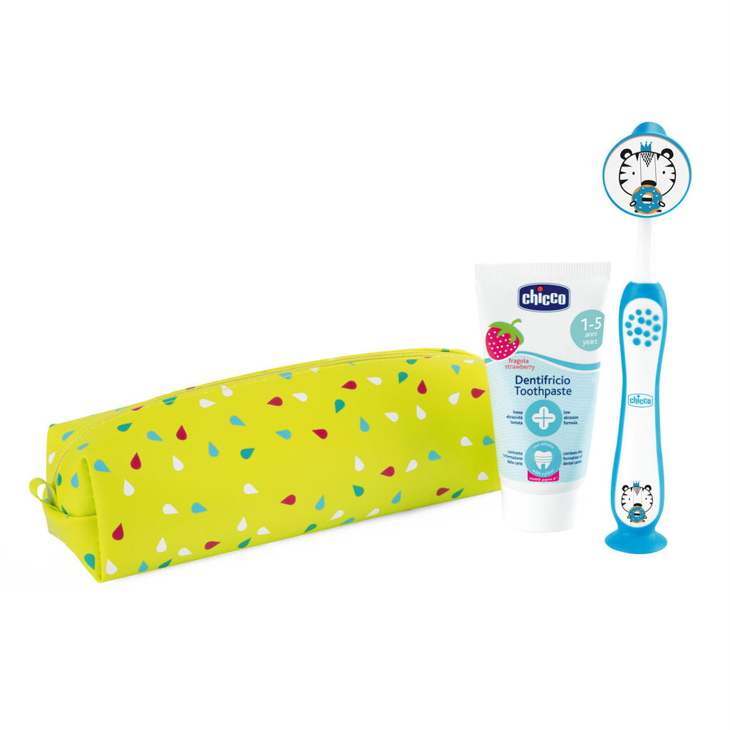 CHICCO Fogkefe és fogkrém szett tokban - Tigris, 3év+ fő képe