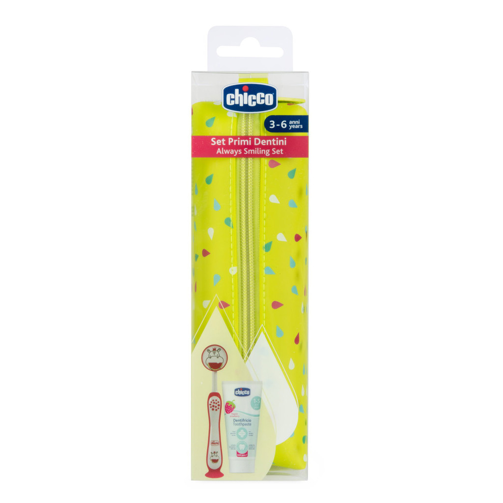 CHICCO Fogkefe és fogkrém szett tokban - Hippo, 3év+ részletei