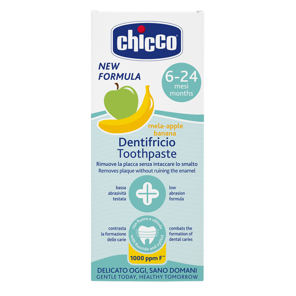 CHICCO Fogkrém alma-banán ízesítéssel fluoriddal 50ml részletfotó