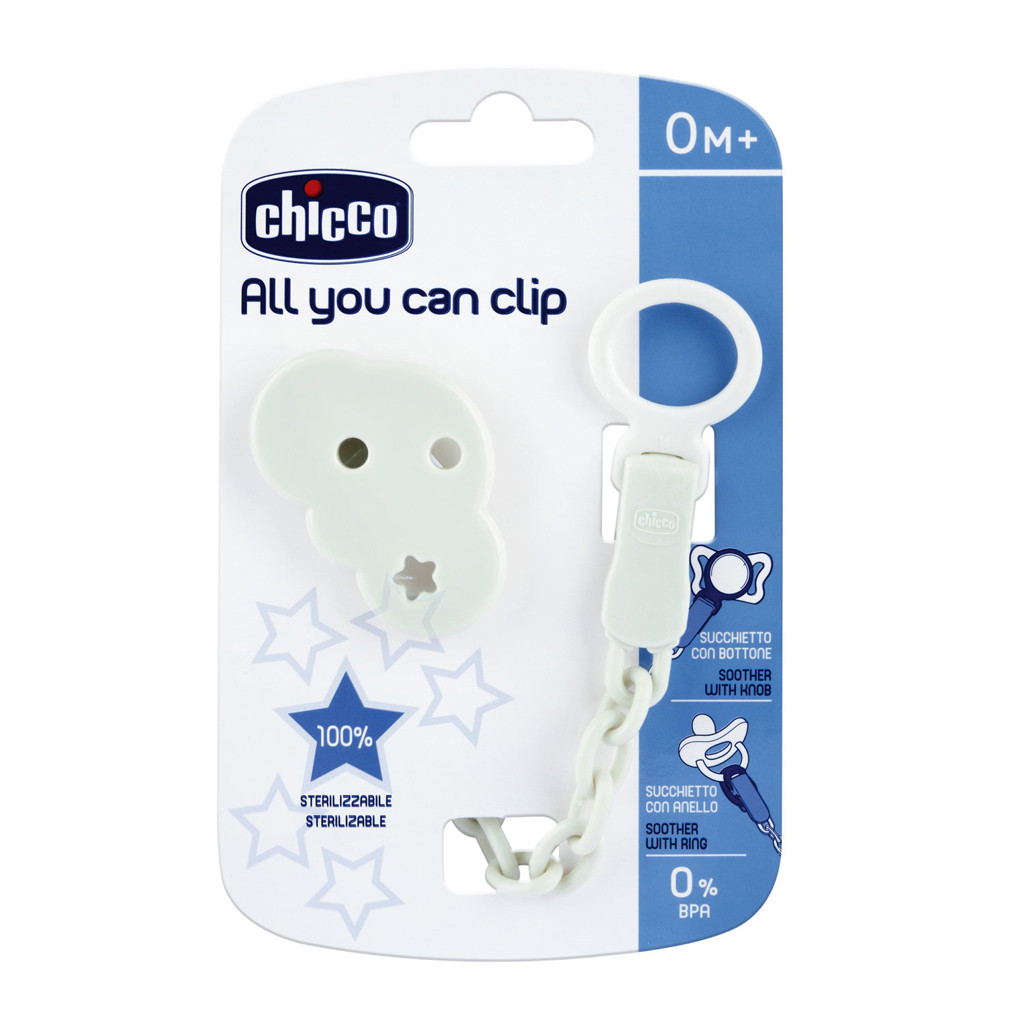 CHICCO Cumisüveg klip All you can clip - felhő használat közben