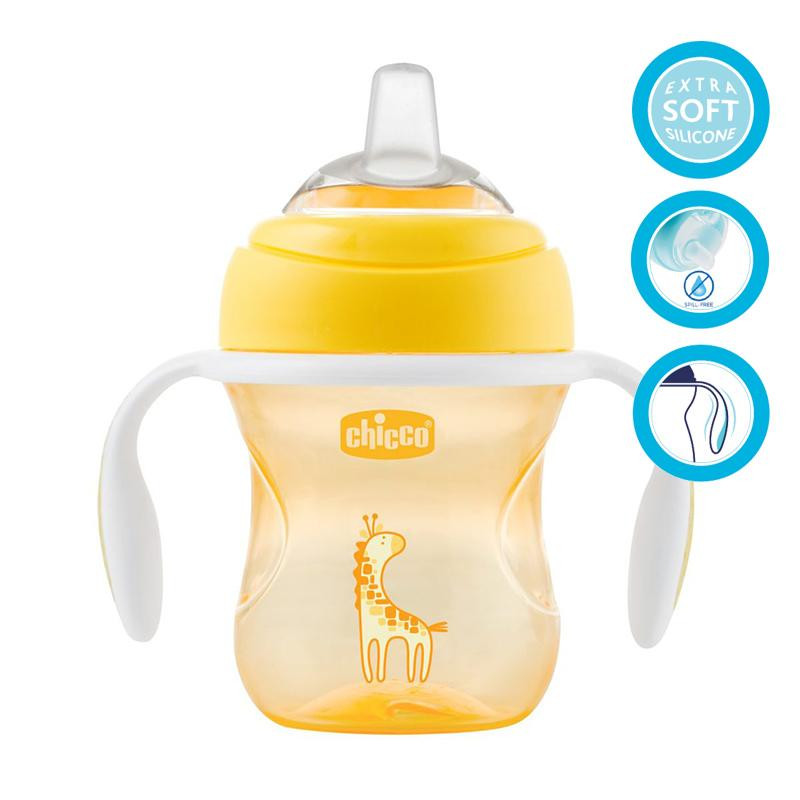 CHICCO Tanuló pohár Transition fogantyúkkal 200 ml sárga 4h+