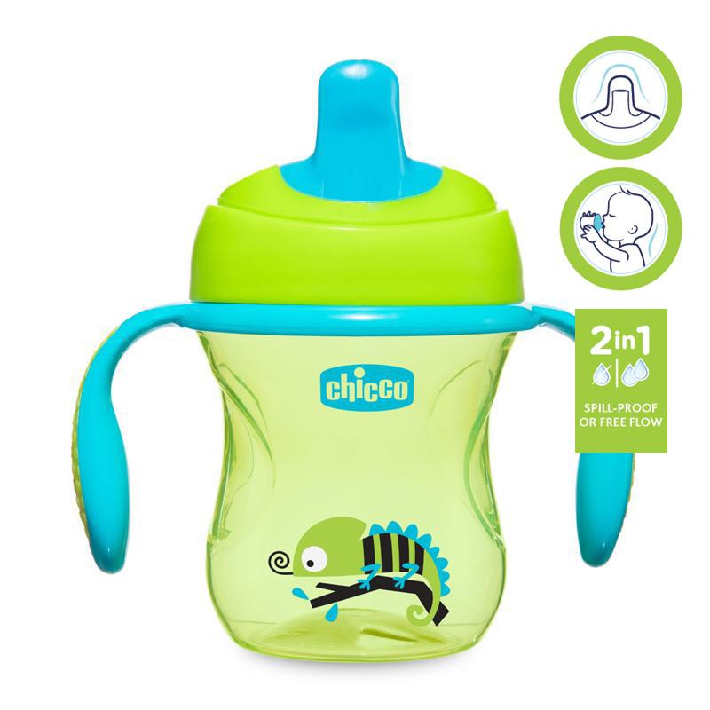CHICCO Training bögre fogantyúkkal 200 ml zöld 6m+