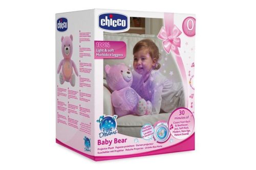 CHICCO Medvídek usínáček projektorral és zenével Baby Bear First Dreams rózsaszín 0m+