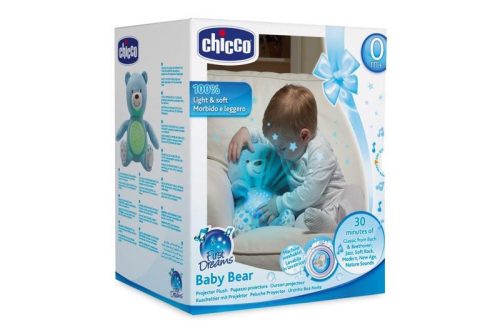 CHICCO Medvídek usínáček s projektorem a hudbou Baby Bear First Dreams kék 0m+