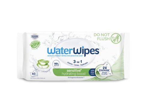WATERWIPES Nedves törlőkendők Hydrating clean with aloe vera 3in1 60 db