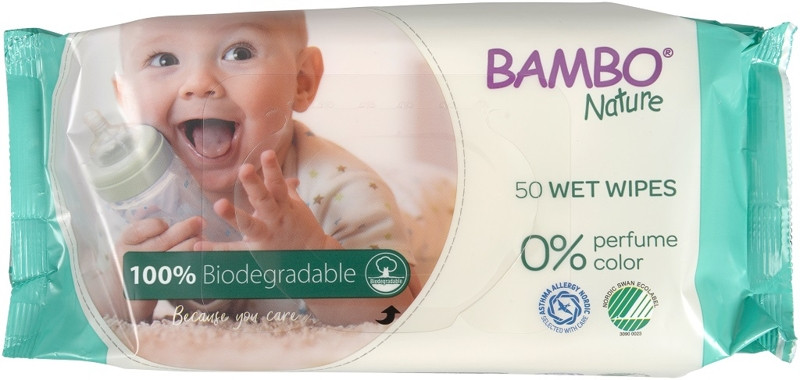 BAMBO Nature Nedves törlőkendők biológiailag lebomló, 50 db