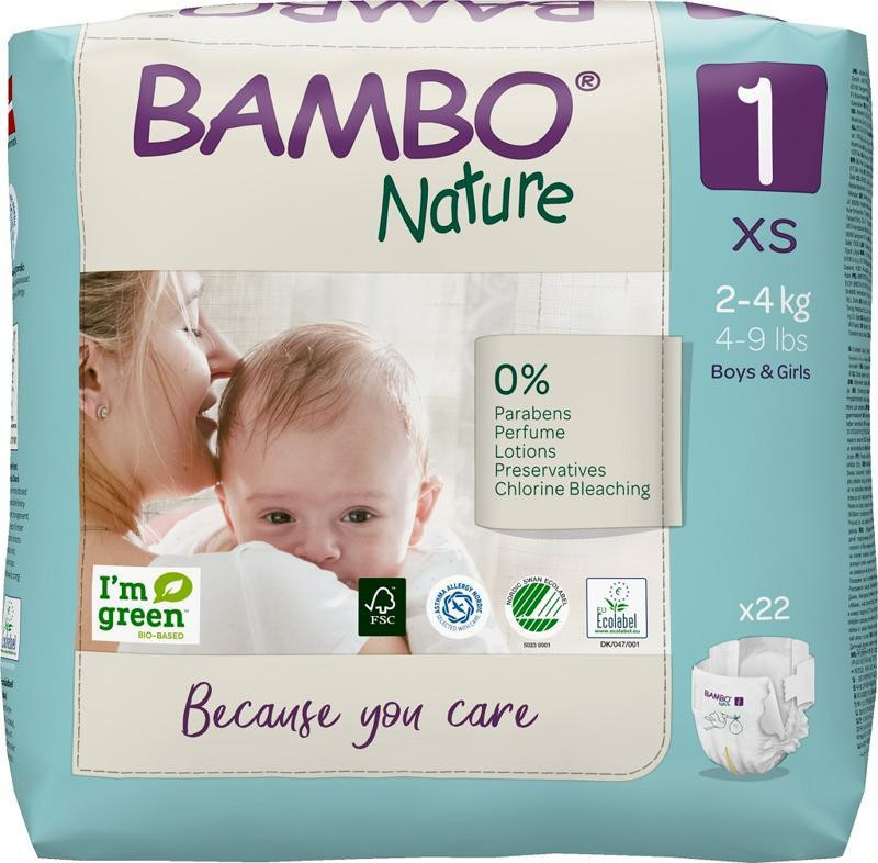BAMBO Nature Pelenkák egyszer használatos 1 XS (2-4 kg) 22 db