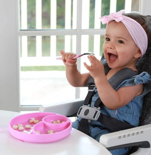 CHICCO Szilikon tányér, rózsaszín 12m+