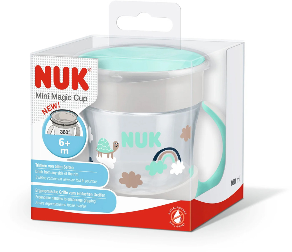 NUK Mini Magic Cup 160 ml zöld használat közben