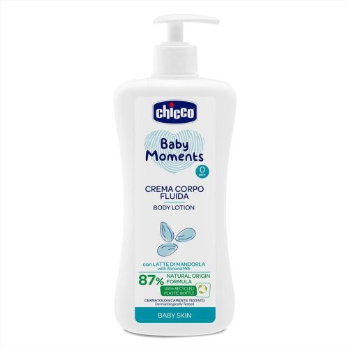 CHICCO Testápoló tej adagolóval Baby Moments 87 % természetes összetevőkkel 500 ml