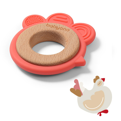 BABYONO Rágóka fa-szilikon Hen közeli kép
