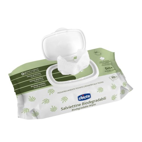 CHICCO Gyermek nedves törlőkendők műanyagmentes 60 db