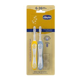 CHICCO gyermek fogkefe készlet Indigo-Mustard 6-36m, 2db