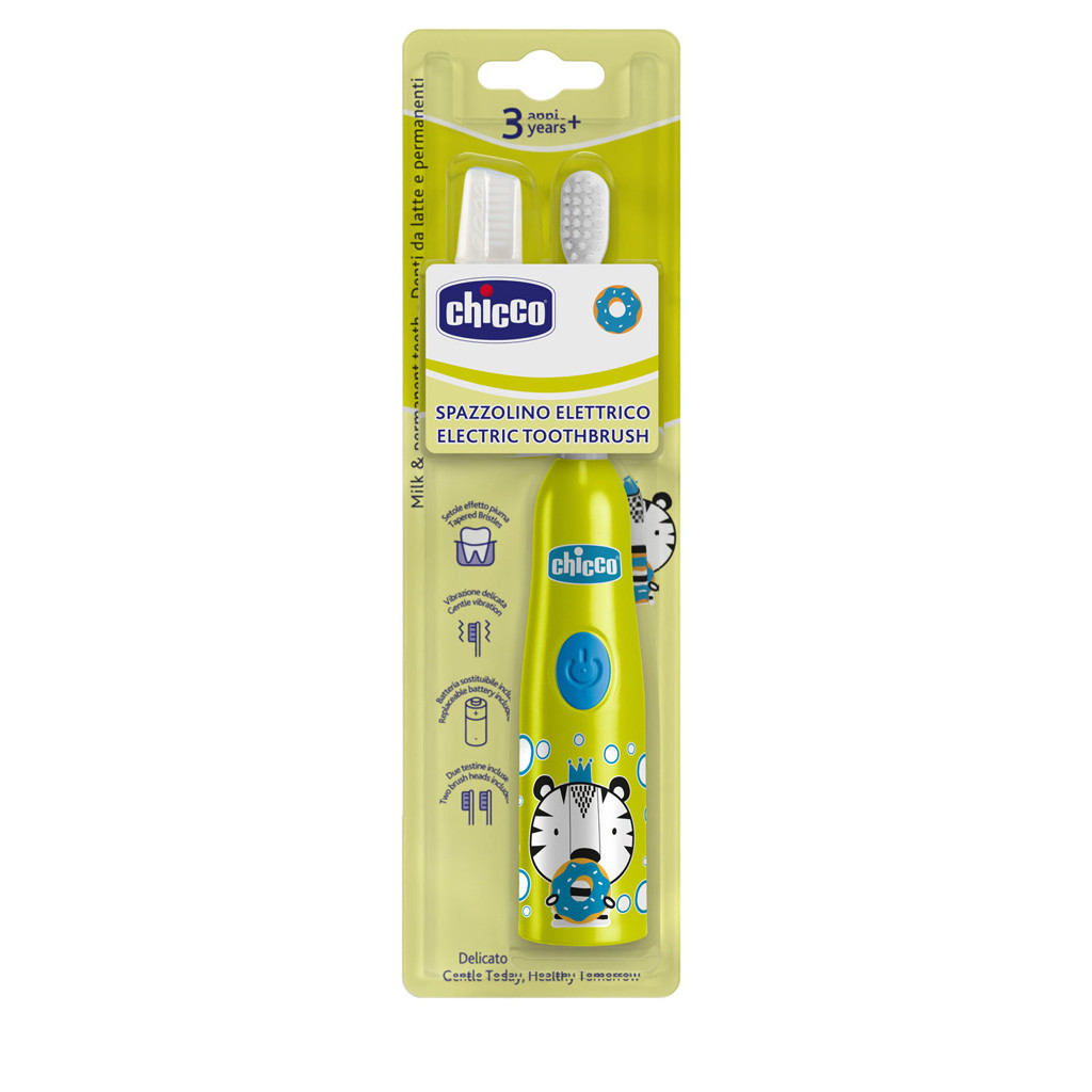 CHICCO Gyermek elektromos fogkefe Tiger 3év+ - Mosolygó Tigris