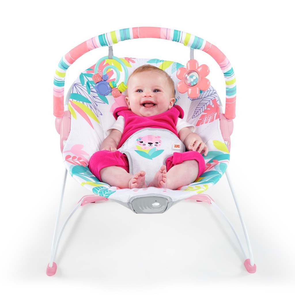 BRIGHT STARTS rezgő pihenőszék Flamingo Vibes™ 0hó+, 9kg-ig - kényelmes kialakítás