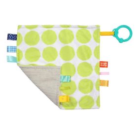  BRIGHT STARTS Morzsolókendő C karikán Little Taggies zöld pöttyök 0hó+