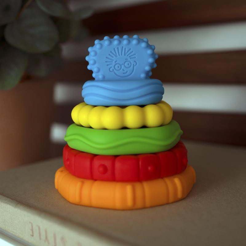 BABY EINSTEIN Rágóka építőjáték 2in1 Stack & Teethe™ 0hó+ - Részletek