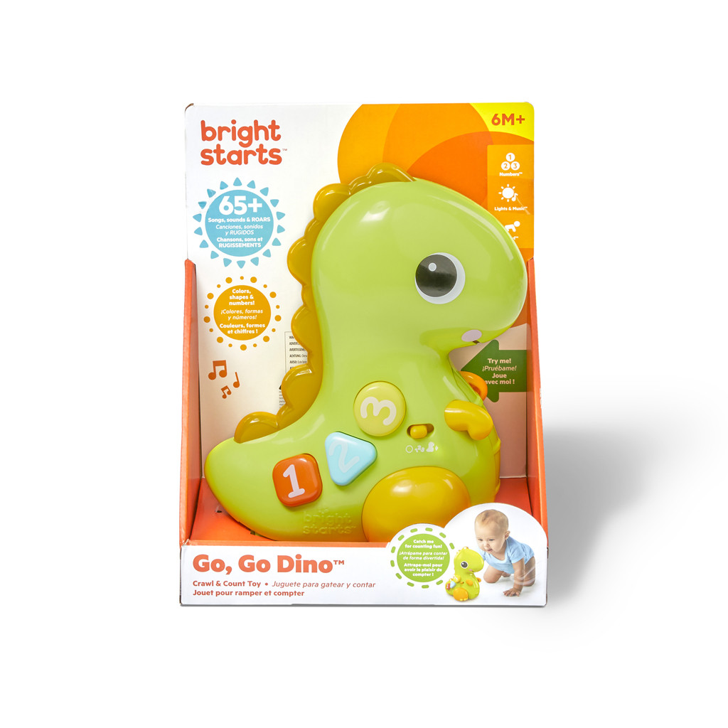 BRIGHT STARTS Játék zenélő, világítós, mozgó Dino - közelkép