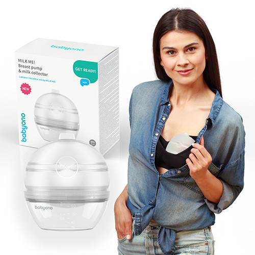 BABYONO Mellszívó és anyatejgyűjtő Milk Me 2in1 használat közben