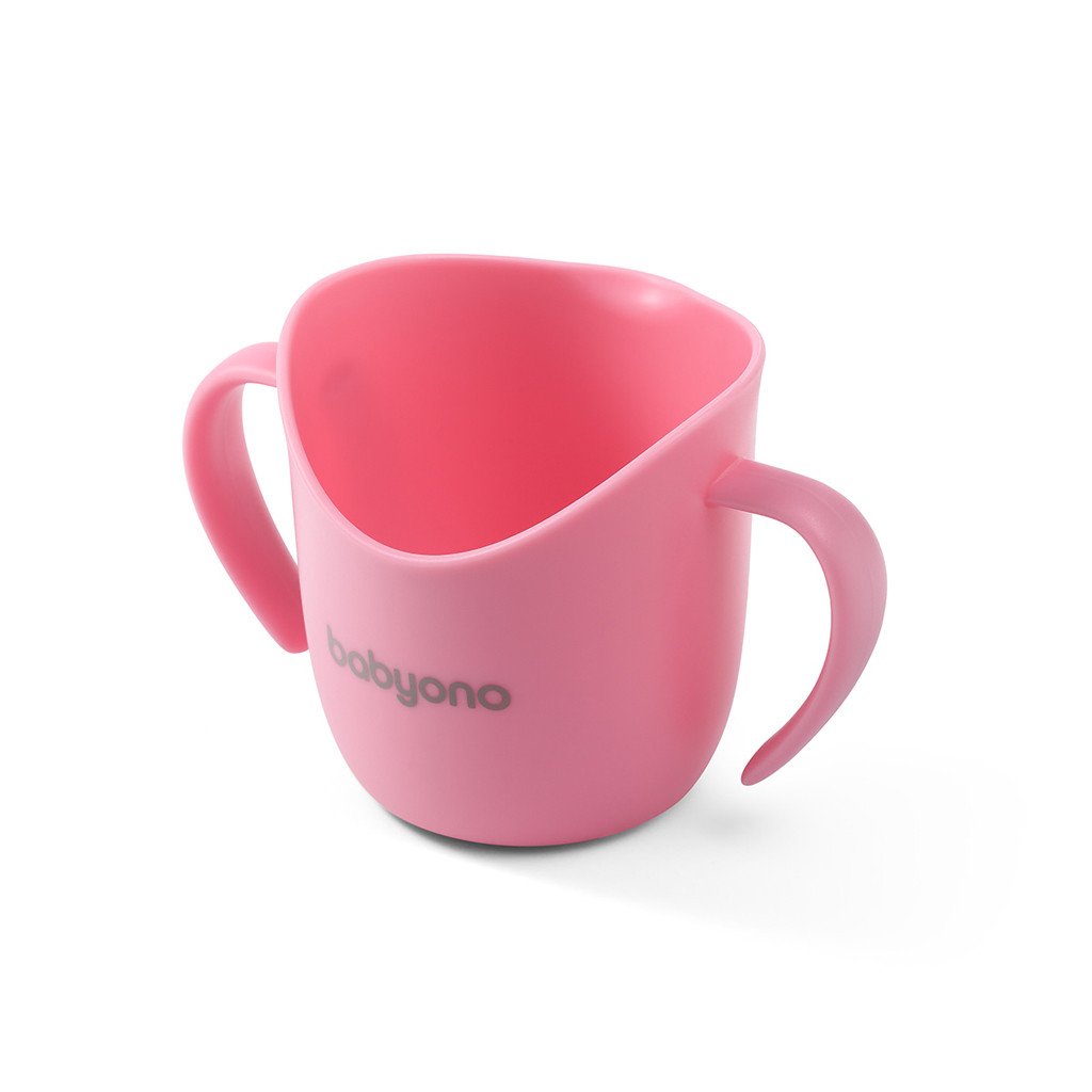 BABYONO Ergonomikus bögre fülekkel 120 ml rózsaszín