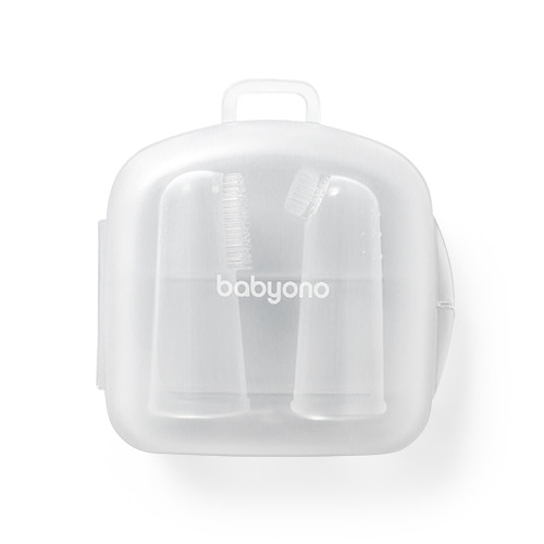 BABYONO Szilikon ujjra húzható fogkefe készlet 2db 0m+