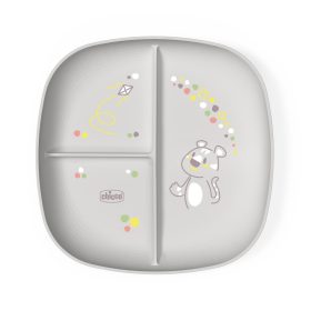 CHICCO Osztott tányér szürke 12m+