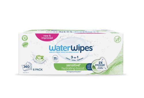 6x WATERWIPES Műanyagmentes nedves törlőkendők Hydrating clean 60 db  ( 360 db )