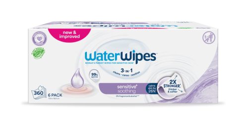 6x WATERWIPES Műanyagmentes nedves törlőkendők Soothing clean 60 db  ( 360 db )