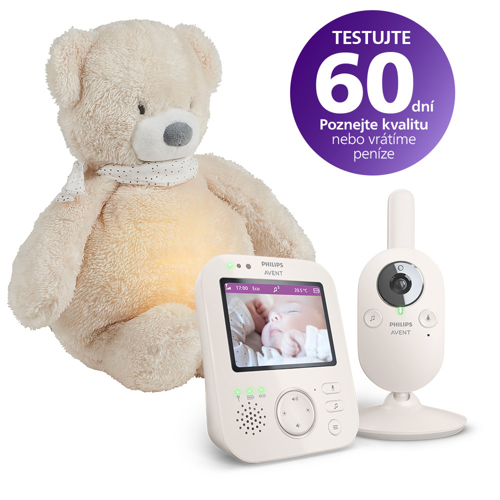 Philips AVENT Bébiőr videó SCD891/26+NATTOU 4 az 1-ben altató medve Sleepy Bear Beige 0m+