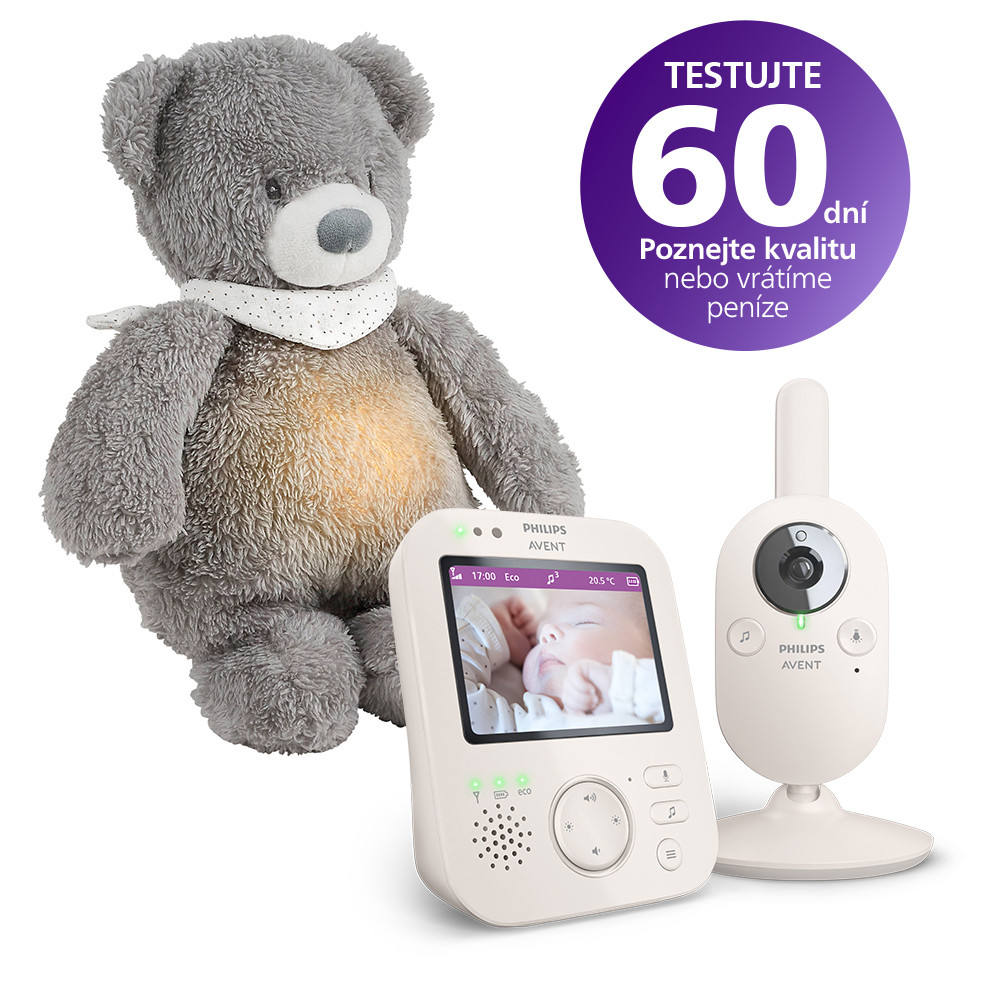 Philips AVENT Bébiőr videó SCD891/26+NATTOU altató maci
