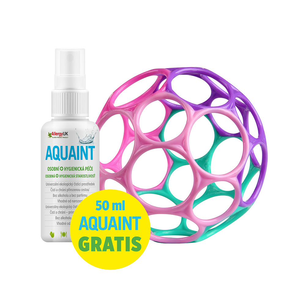 OBALL Játék Oball™ Classic 10 cm rózsaszín/lila 0hó+AQUAINT 50 ml