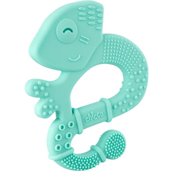 CHICCO Szilikon rágóka Super Soft Chameleon kék közeli kép