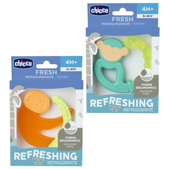 CHICCO Hűsítő rágóka Fresh Majom türkiz használat közben