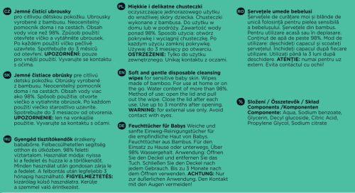 12x PETITE&MARS Nedves törlőkendő SO PURE bambusz, biológiailag lebomló, 56 db