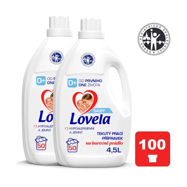 2x LOVELA Baby folyékony mosószer színes ruhákhoz 4,5 l / 50 mosási adag