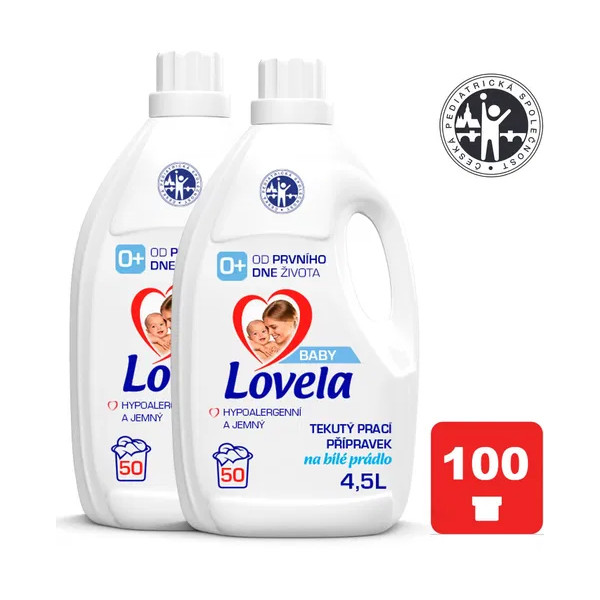 2x LOVELA Baby folyékony mosószer fehér ruhákhoz 4,5 l / 50 mosási adag