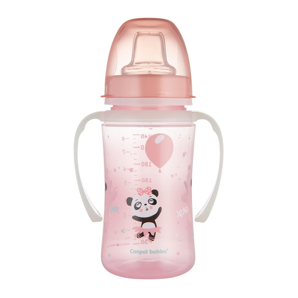 CANPOL BABIES Tréninkový hrníček Exotic Animals 240 ml rózsaszín