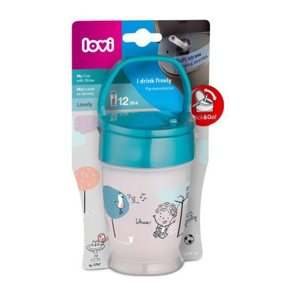 LOVI Az én szívószálas bögréém Lovely Junior 250 ml fiú használat közben