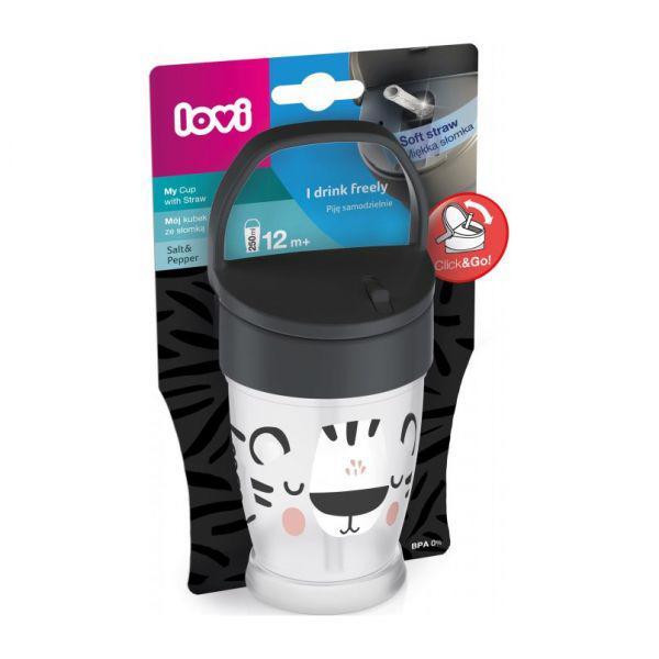 LOVI Az én kis poharam szívószállal Salt&Pepper Junior 250 ml - alkatrészek