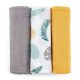 Petite&Mars Bambusz muszlin 3db-os pelenka szett Moussy Ochre Leaves, 68 x 68 cm