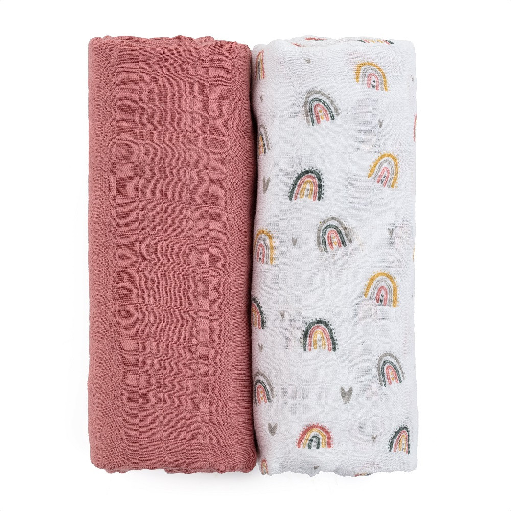 PETITE&MARS Bambusz muszlin pelenka szett Misty Rose Rainbow