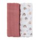 Petite&Mars Bambusz muszlin 2db-os pelenka szett Misty Rose Rainbow, 120 x 120 cm