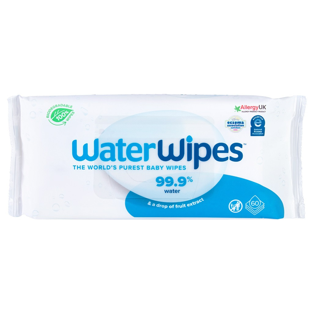 9x WATERWIPES Nedves törlőkendők, műanyagmentes 60 db (540 db ) - alternatív kép 1
