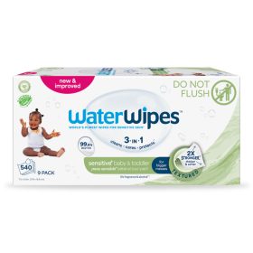   9x WATERWIPES Nedves törlőkendők, műanyagmentes Soapberry 60 db (540 db)