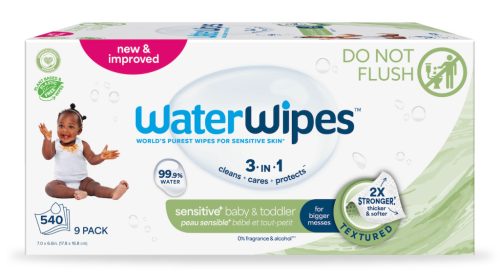 9x WATERWIPES Nedves törlőkendők, műanyagmentes Soapberry 60 db (540 db)