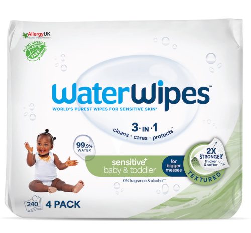 4x WATERWIPES Nedves törlőkendők, műanyagmentes Soapberry 60 db (240 db) / 2 db csomag