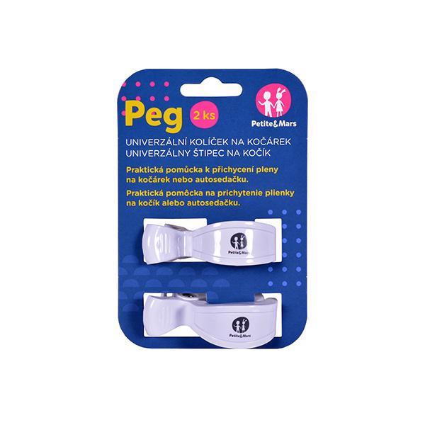 PETITE&MARS Csipesz babakocsira, 2 db, fehér - alternatív kép 1