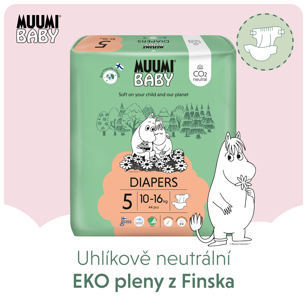 MUUMI Baby 5 Maxi+ 10-16 kg (132 db) eco pelenka részletei